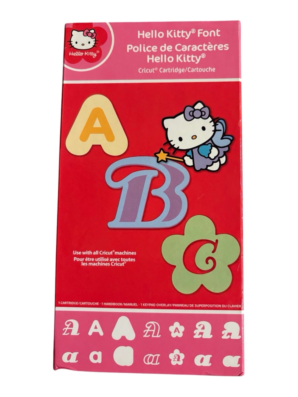 Cricut Hello Kitty Font Cartridge Complete Set Sanrio 29-0699 Handbook & Keypad
